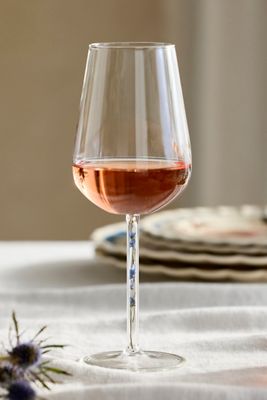 Preserved Floral Wine Glass