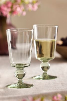 Ball Footed White Wine Glasses, Set of 2