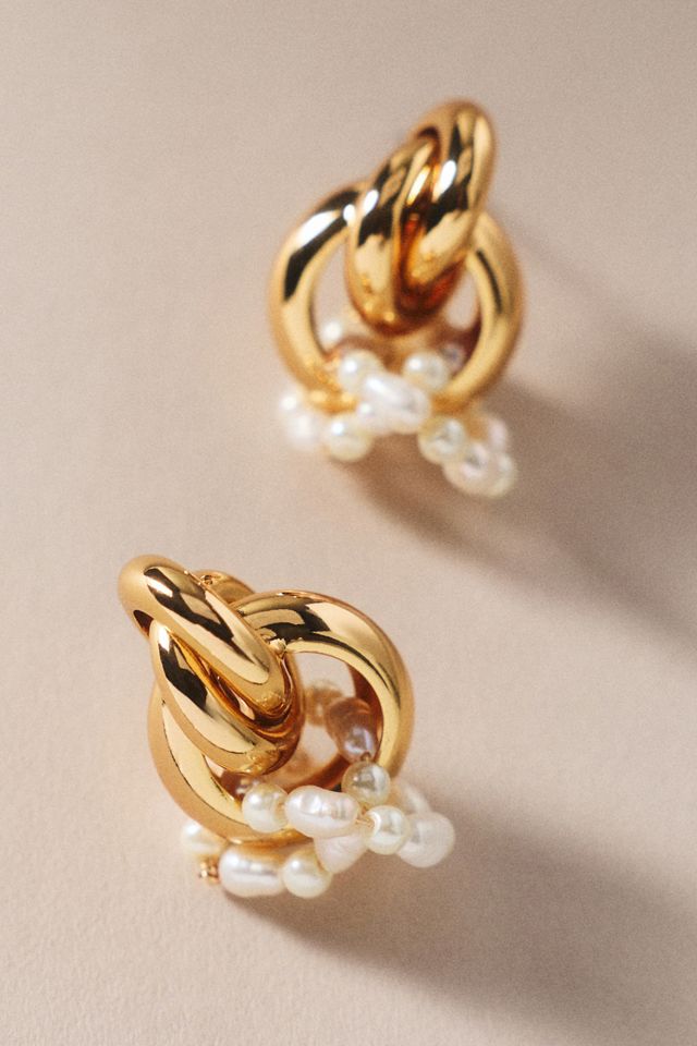 Double-Hoop Pearl Drop Earrings #3