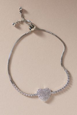 By Anthropologie All My Love Sparkle Heart Bracelet