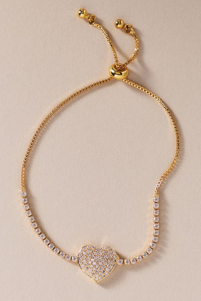 By Anthropologie All My Love Sparkle Heart Bracelet #2