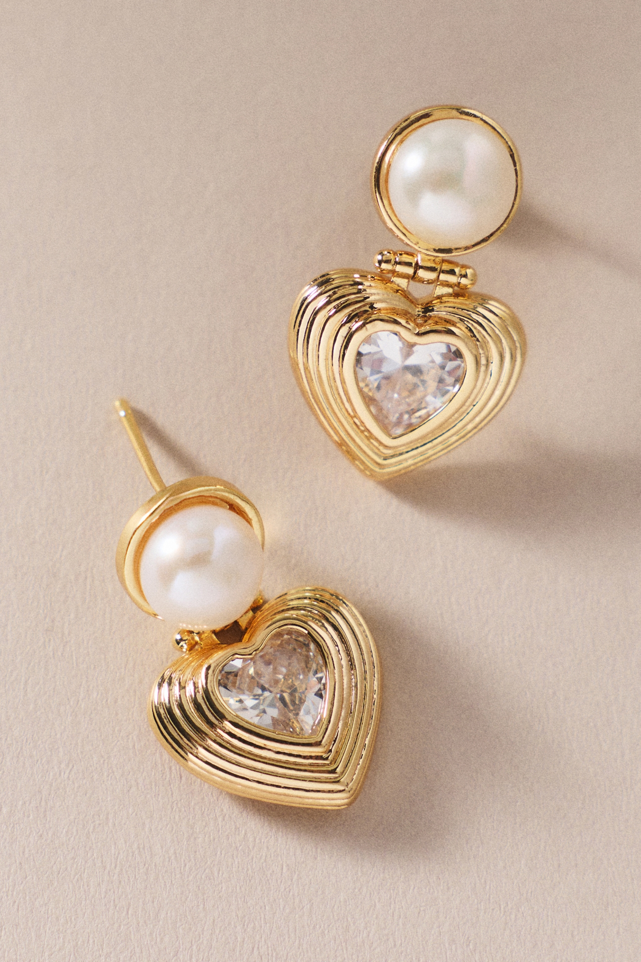 By Anthropologie Pearl Heart Drop Earrings