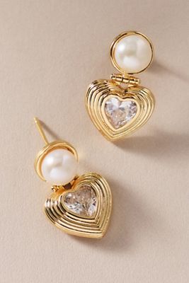 By Anthropologie Pearl Heart Drop Earrings