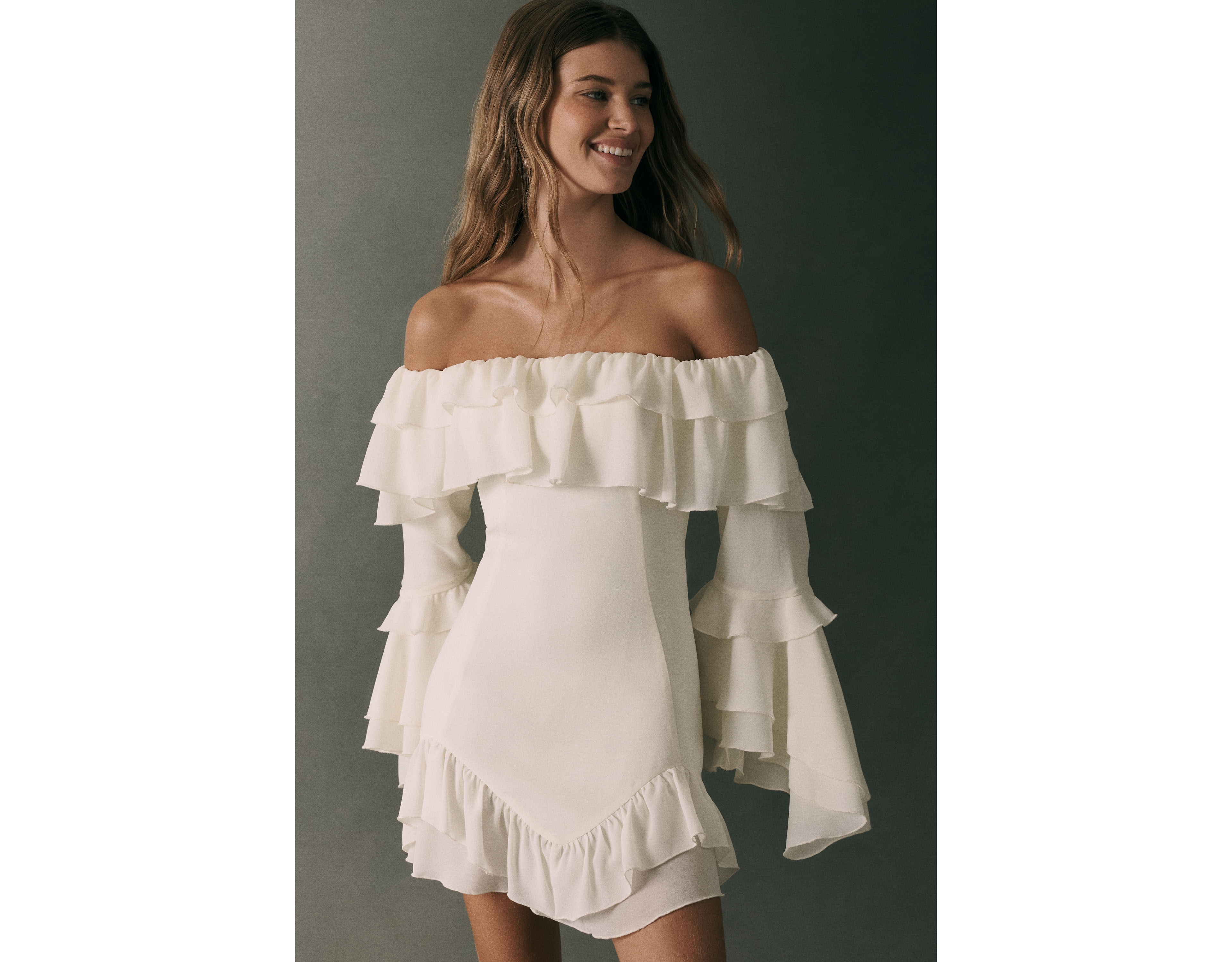 Mare Ruffled Off-Shoulder Mini Dress