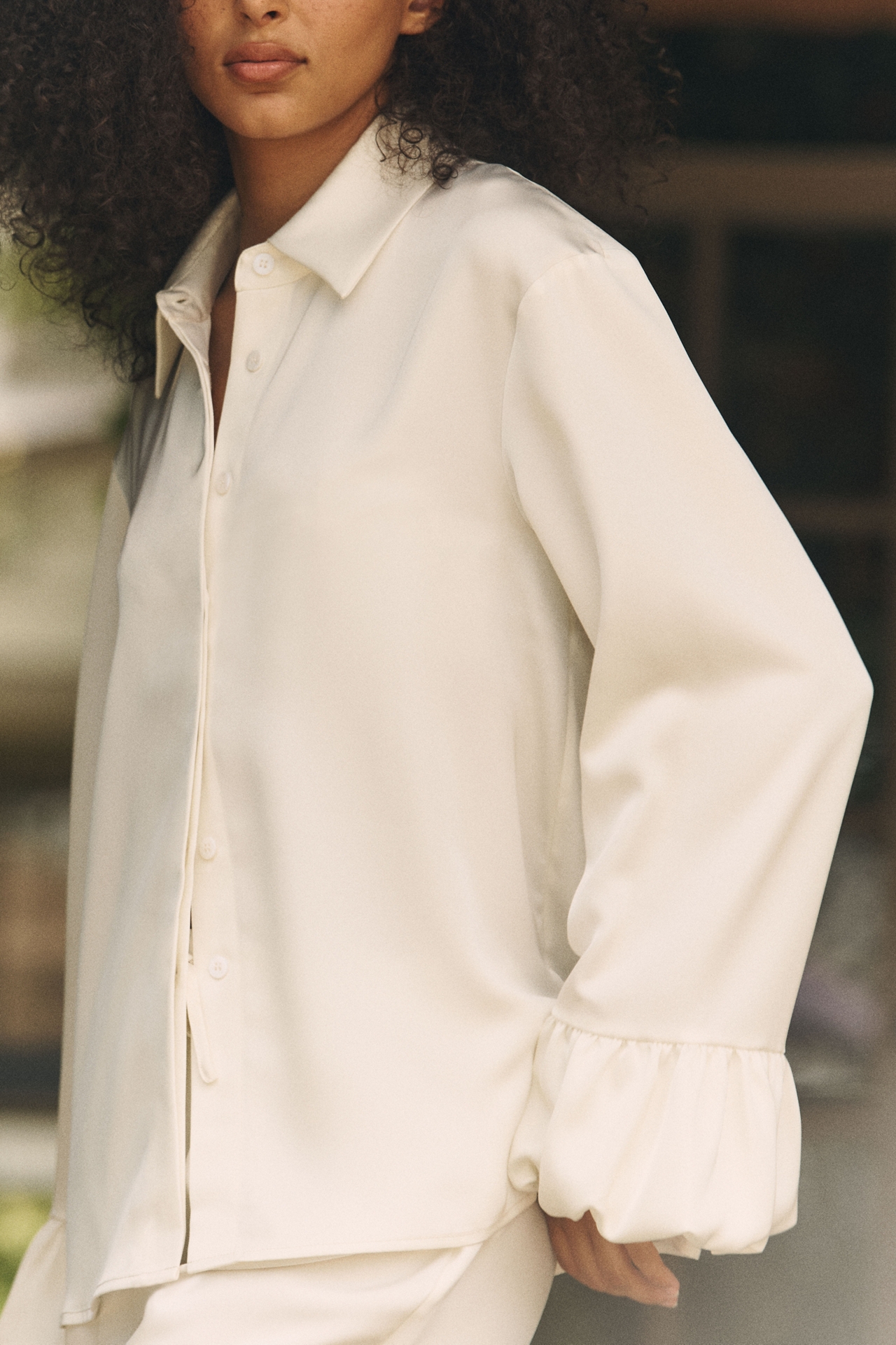 Mare Bubble-Hem Satin Pajama Set