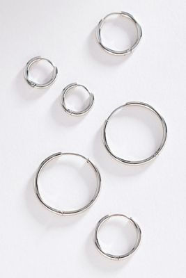 Water-Resistant Hoop Earrings, Set of 3