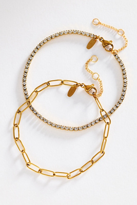 Water-Resistant Tennis Bracelets, Set of 2