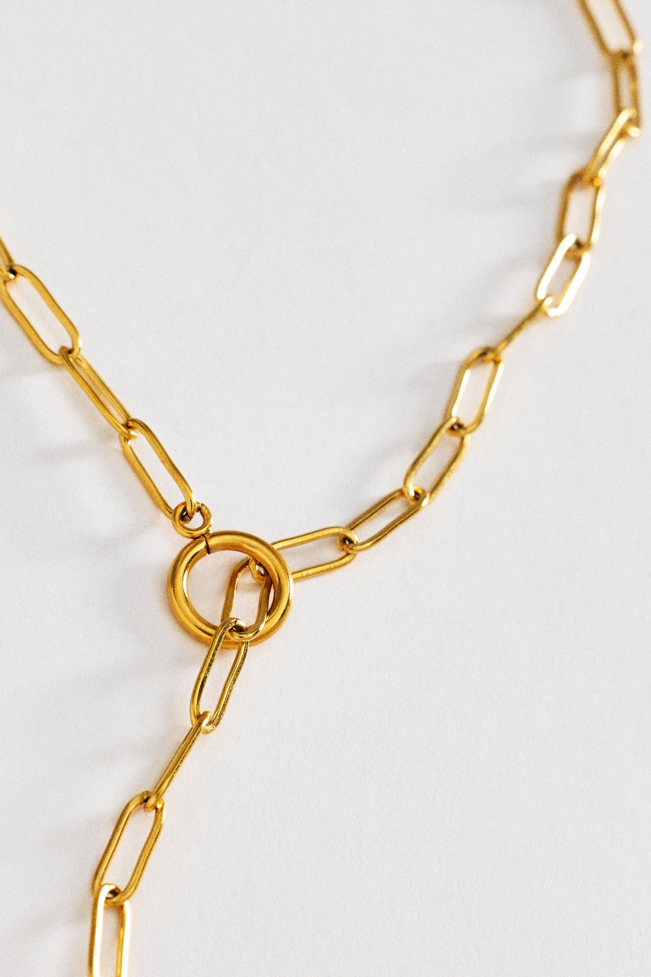 Water-Resistant Paperclip Lariat Necklace