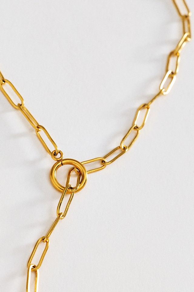 Water-Resistant Paperclip Lariat Necklace #1