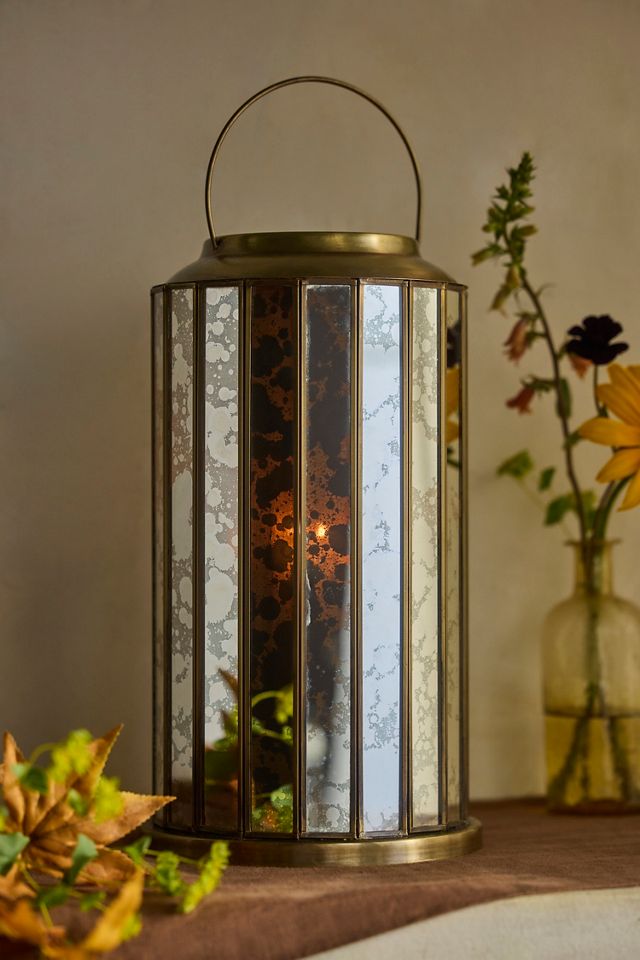 Mercury Glass Paned Lantern #1