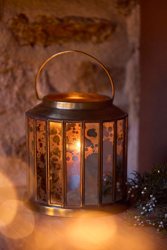 Mercury Glass Paned Lantern #1