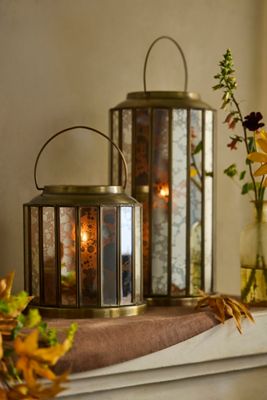 Mercury Glass Paned Lantern