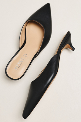 Silent D Bonnie Kitten Heel Mules In Black