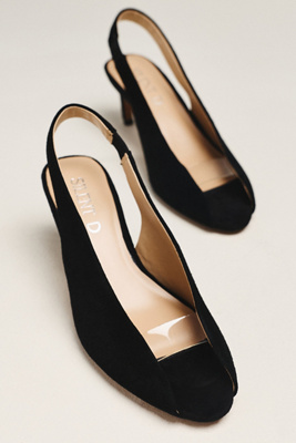 Silent D Volt Slingback Heels In Black