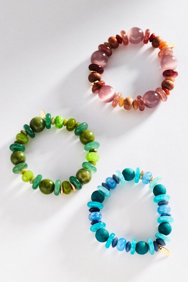 By Anthropologie Tonal Beaded Stretch Bracelet #1