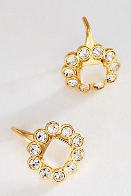 Floral Stone Huggie Earrings