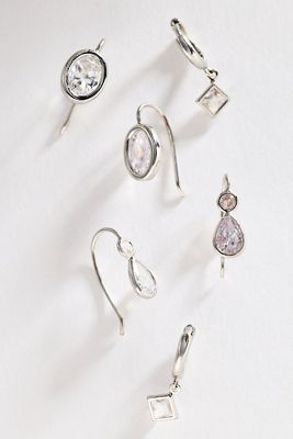Mixed Crystal Earrings, Set of 3