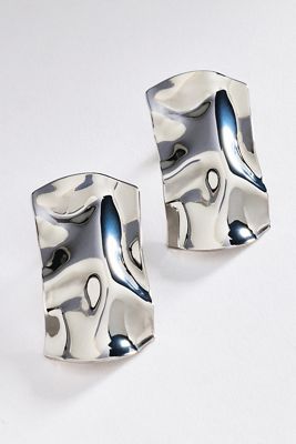 Hammered Metal Rectangular Earrings