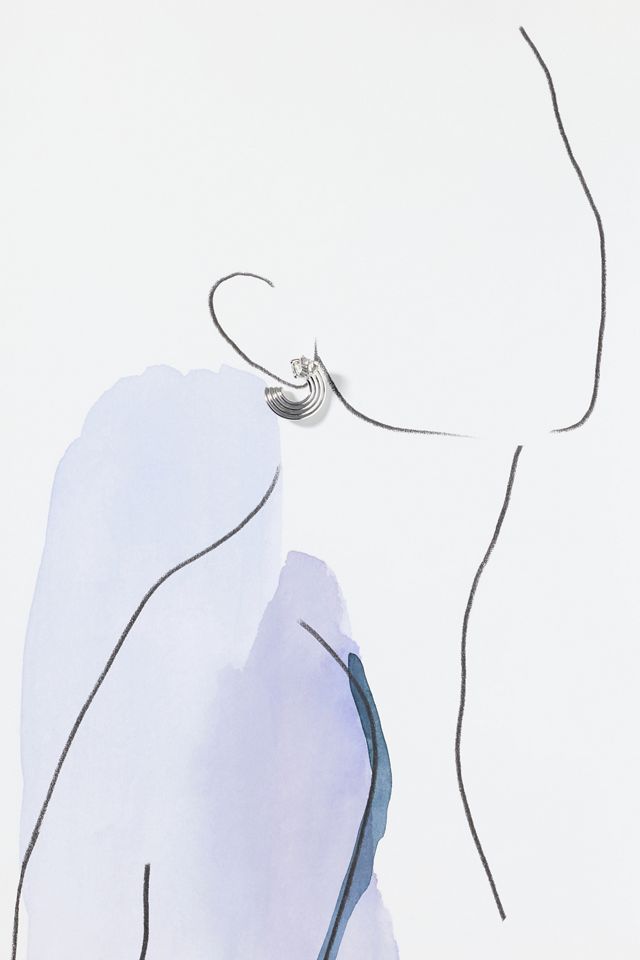 Circular Ribbed Post Earrings #2