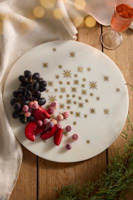 Starry Marble + Brass Serving Board, Round