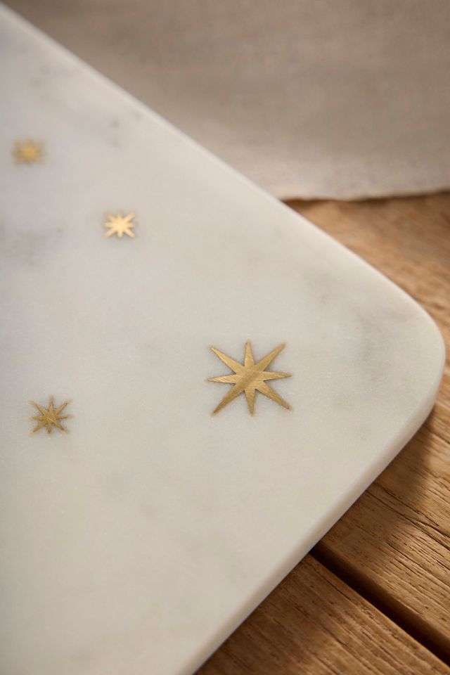 Starry Marble + Brass Serving Board, Square #1