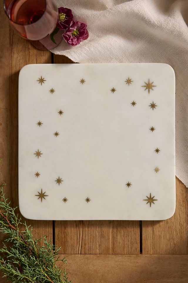 Starry Marble + Brass Serving Board, Square #2