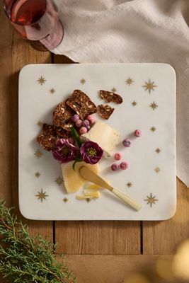 Starry Marble + Brass Serving Board, Square
