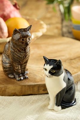 Cat Stoneware Salt + Pepper Shakers
