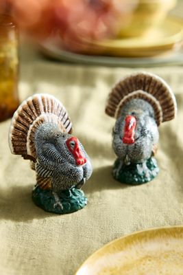 Turkey Stoneware Salt + Pepper Shakers