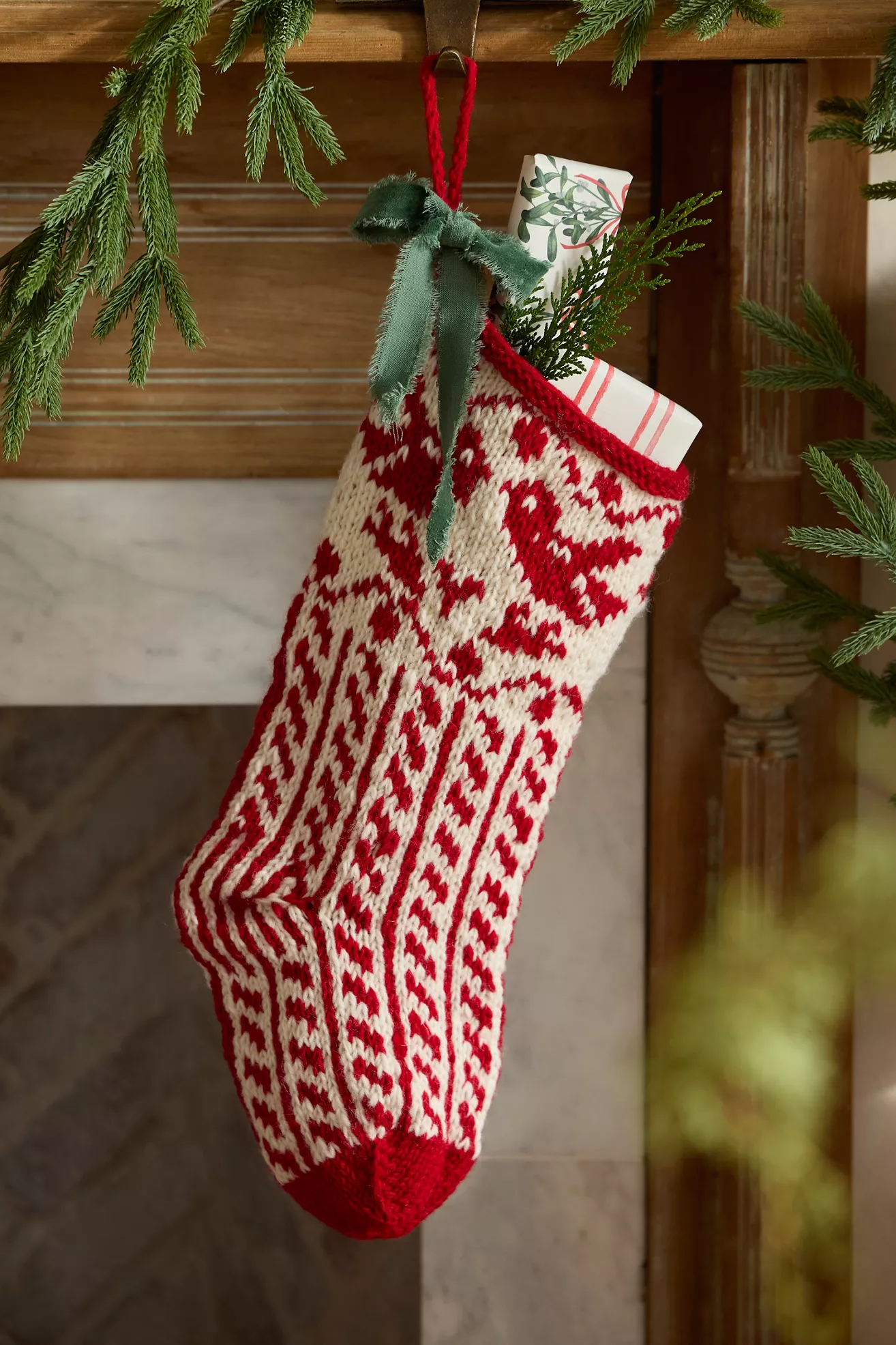 Terrain Holiday Sweater Knitted Wool Stocking - thumbnail 5