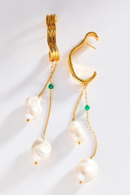Boheme By Vero Dune Pearl Drop Earrings In Gold