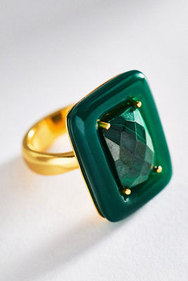 Boheme By Vero Amazonia Square Ring In Green
