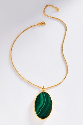 Boheme By Vero Amazonia Necklace With Stone Malachite In Gold