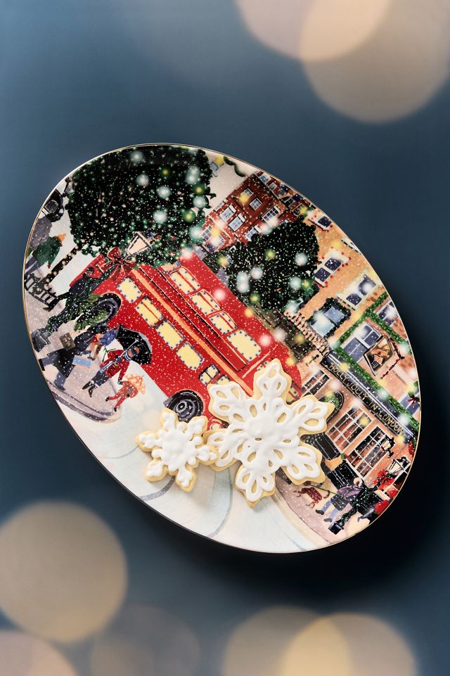Holiday in the City Stoneware Platter | Anthropologie