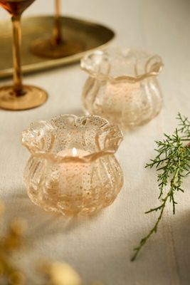 Gold Glass Votives, Set of 2