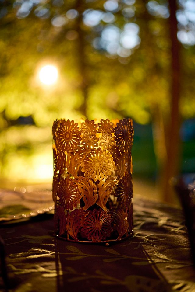 Floral Medallion Iron Candle Holder #1