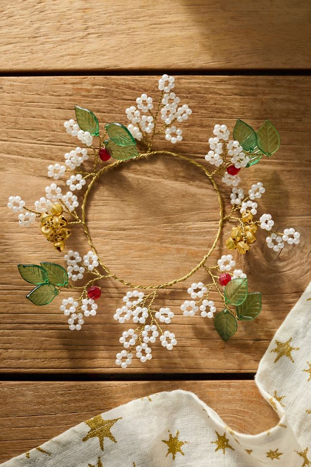 Pearl Blossoms + Bells Pillar Candle Wreath #2