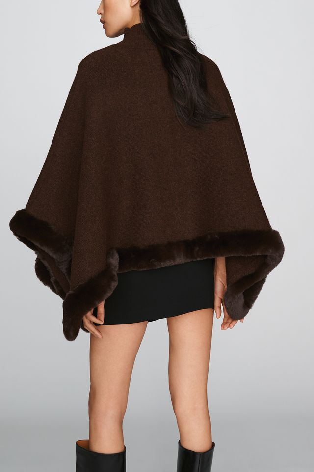 By Anthropologie Faux Fur Trimmed Oversized Poncho #2