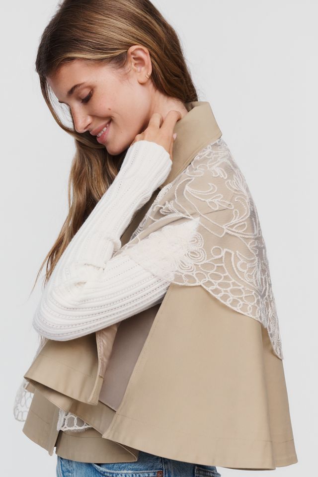 By Anthropologie Trench Cape with Lace Scarf #1