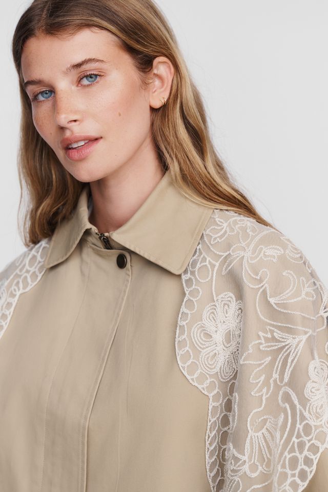 By Anthropologie Trench Cape with Lace Scarf #2