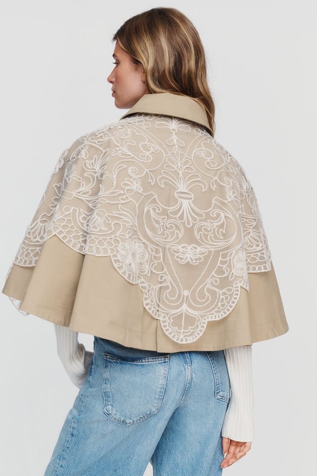 By Anthropologie Trench Cape with Lace Scarf #3