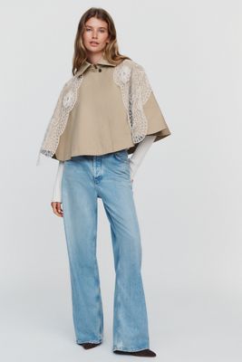 By Anthropologie Trench Cape with Lace Scarf