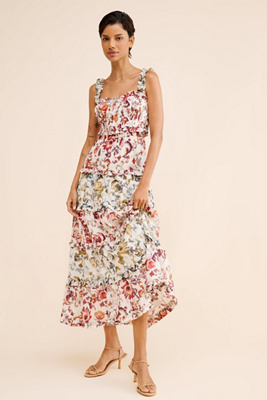 ruffled tiered midi dress anthropologie Ruffled Tiered Midi Dress