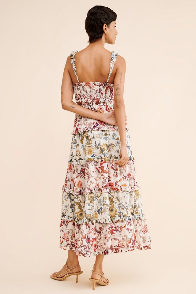 Sleeveless Square-Neck Ruffle Tiered Midi Dress #1