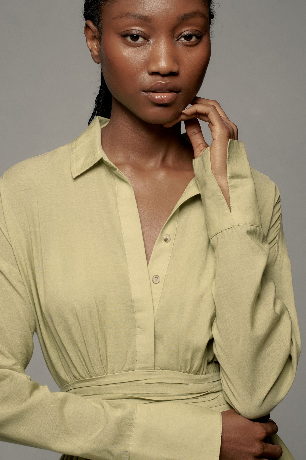 Maeve Long-Sleeve Mini Shirt Dress