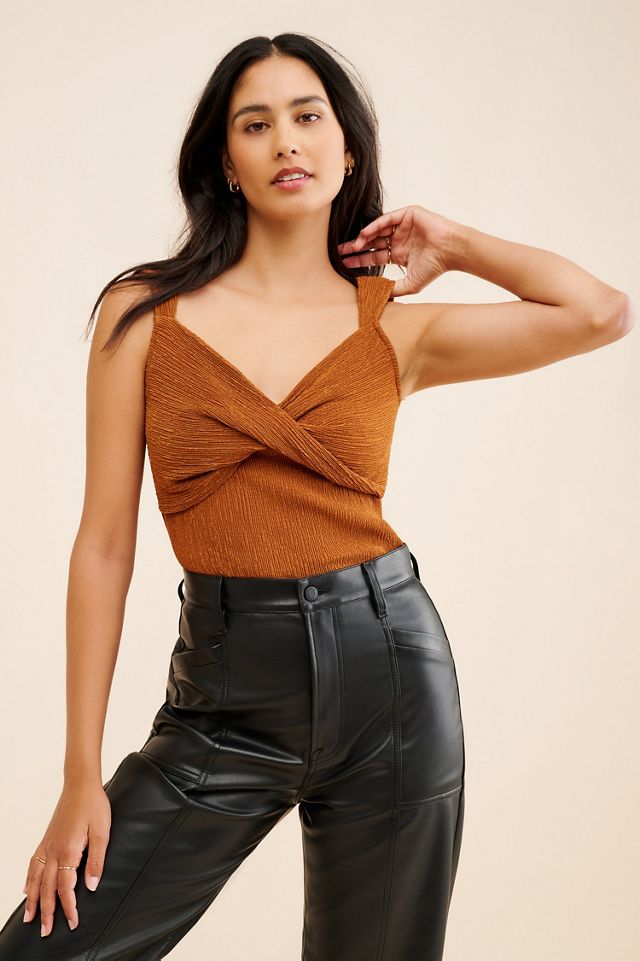Sunday in Brooklyn Twist-Front Shimmer Tank #1