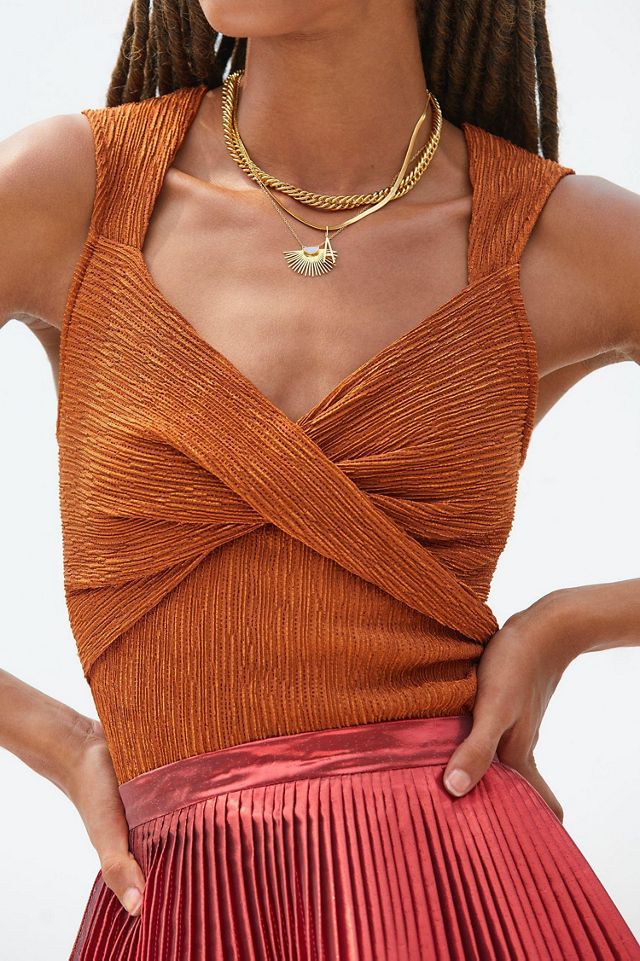 Sunday in Brooklyn Twist-Front Shimmer Tank #3