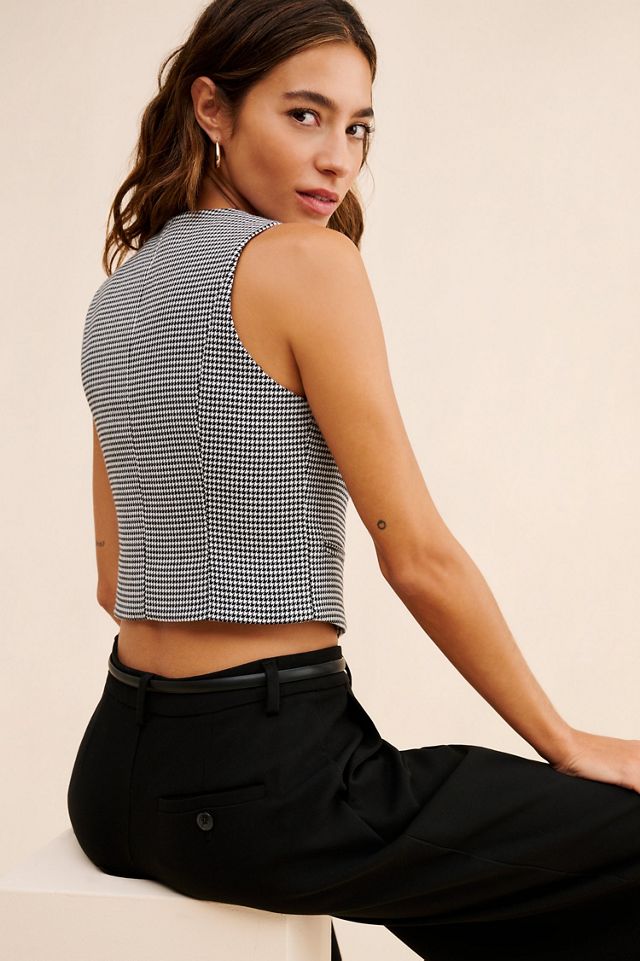 Favorite Daughter Favorite Houndstooth Cropped Vest #1