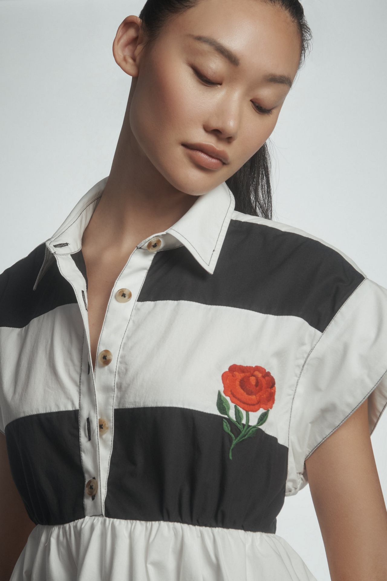 Maeve Short-Sleeve Rugby Swing Mini Dress