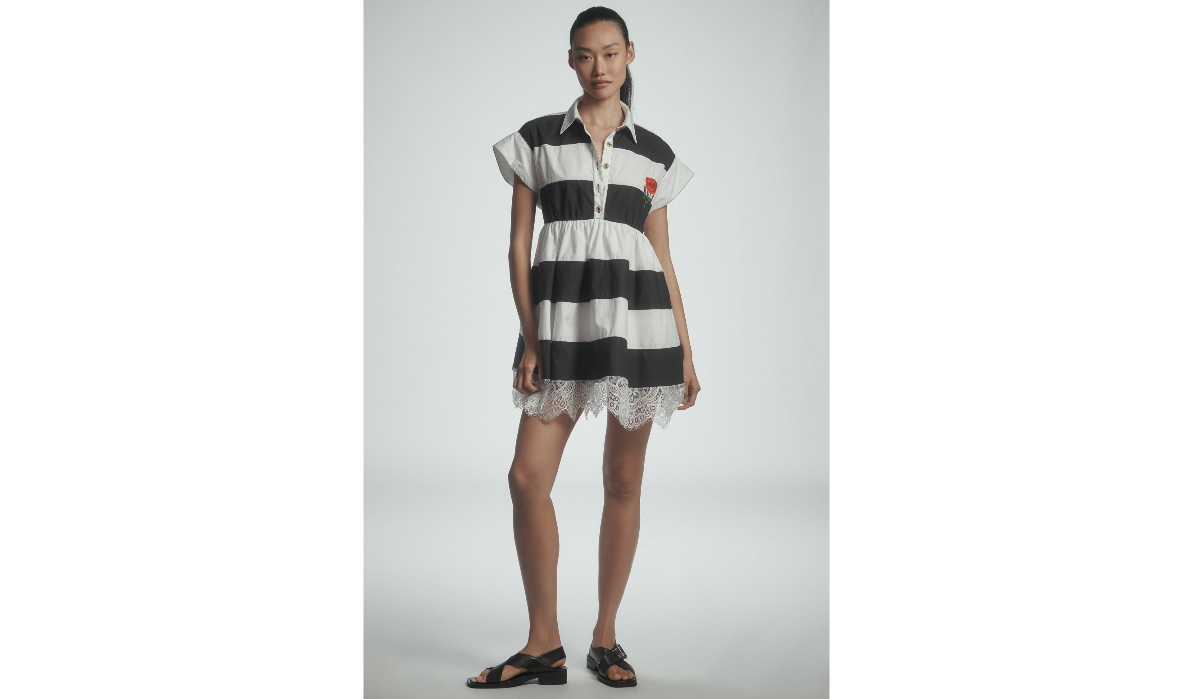 Maeve Short-Sleeve Rugby Swing Mini Dress